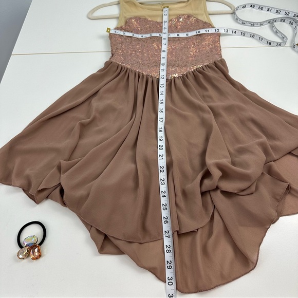 Weissman Large Child Taupe & Nude Dance Costume Dress With Sequin Bodice - Picture 14 of 14
